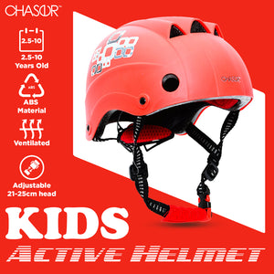 Chaser Kids Active Skate Scooter Bike Helmet-Red