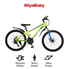 Load image into Gallery viewer, RoyalBaby RoyAlloy Teens Womens Mountain Bike 24&quot; 21-Speed (24-25)- Green