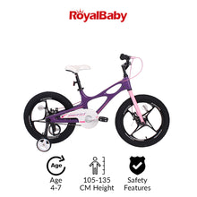 Load image into Gallery viewer, RoyalBaby Kids Bike 16&quot; Purple for 4-7 Years Old Space Shuttle Magnesium Bike