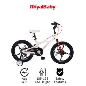 RoyalBaby Kids Bike 16" White for 4-7 Years Old Space Shuttle Magnesium Bike