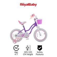 Load image into Gallery viewer, RoyalBaby Kids Bike 16&quot; Purple for 4-7 Years Old Star Girl Bike