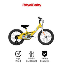 Load image into Gallery viewer, RoyalBaby Chipmunk Kids Bike 12&quot; Yellow for 2-5 Years Old Chipmunk Submarine Bike